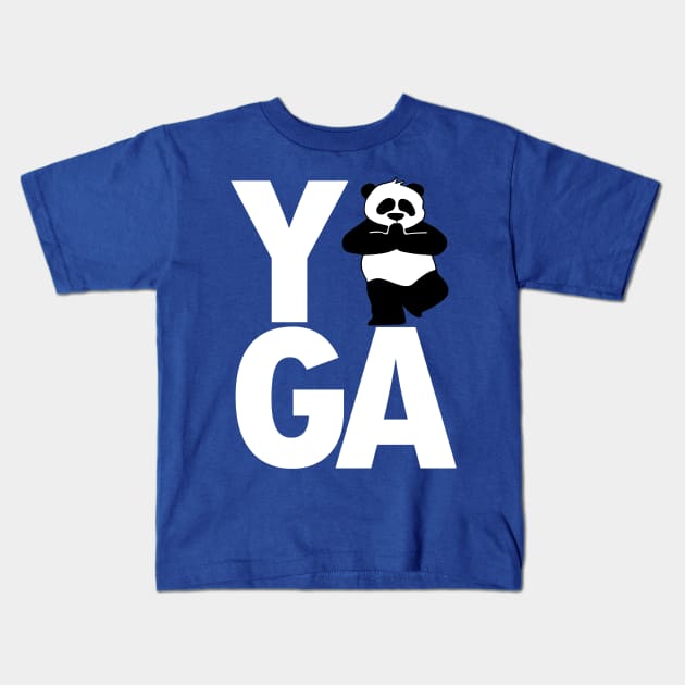 YOGA PANDA Kids T-Shirt by MarkBlakeDesigns